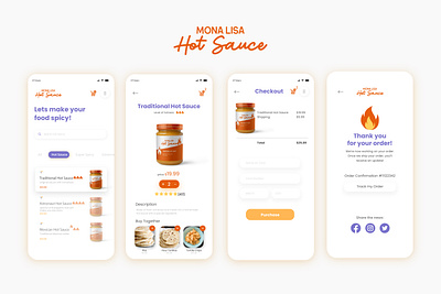 Mona Lisa Hot Sauce Mobile app branding mobile app ui ui app ux