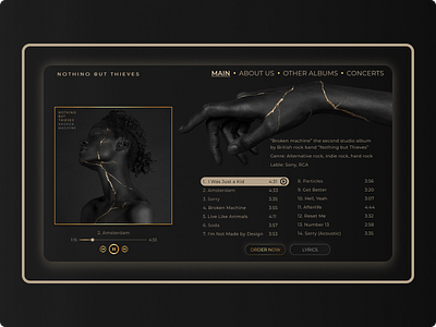 Broken Machine - concept of music album landing page. album landing page branding concept concerts figma landing page music music album music band music landing page ui web design web site