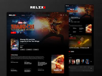 RELIX - Streaming Services anime black cinema film marvel movies netflix platform provider red services shang chi shot stream streaming tv series ui ux watch website