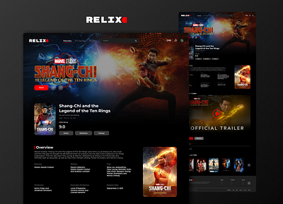 RELIX - Streaming Services anime black cinema film marvel movies netflix platform provider red services shang chi shot stream streaming tv series ui ux watch website