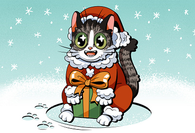 Santa Catus cat charachters christmas design flat illustration new year vector
