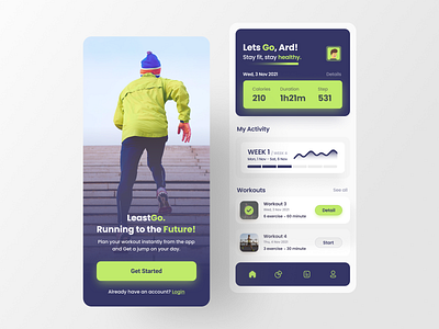 LeastGo. - Fitness & Workout App app design branding business clean dark design elegant fitness flat gym inspiration minimalist mobile nft popular product design simple ui ux workout