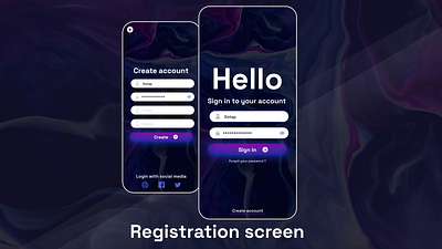 Registration screen app design ui ux