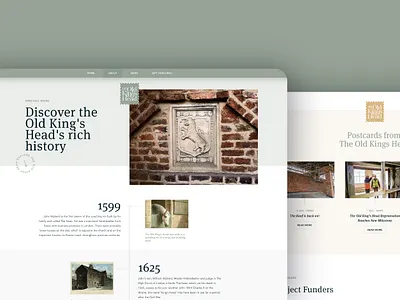 Old Kings Head website design cafe dates head heritage history kings old pub shop stamp timeline ui ux web website
