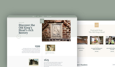 Old Kings Head website design cafe dates head heritage history kings old pub shop stamp timeline ui ux web website