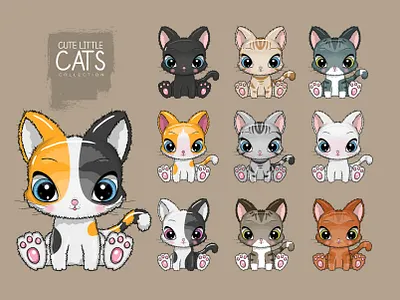 Hand Drawn Cat Clipart Bundle bundle cat clipart cute cute animal design illustration nursery