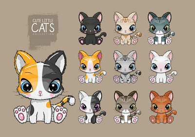 Hand Drawn Cat Clipart Bundle bundle cat clipart cute cute animal design illustration nursery