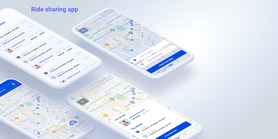 Mobile ride sharing app design ui interface visuals