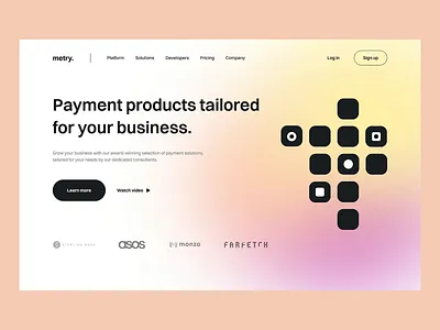 Metry - Fintech Landing Page Concept animation branding design fintech home page landing page logo stripe ui ux vector web design website