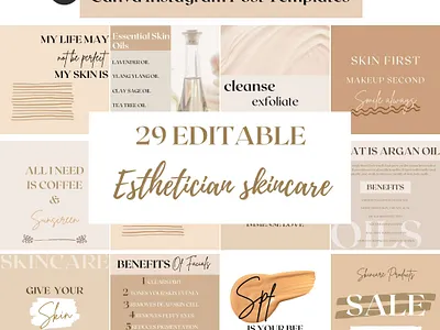 Esthetician Instagram Post Templates beautyinstagram canvatemplates editabletemplate esthetician instagramcontent instagramposttemplate instagramtemplates skincare templates