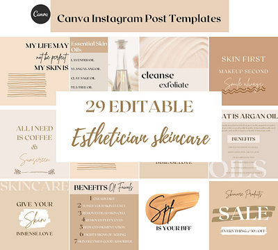 Esthetician Instagram Post Templates beautyinstagram canvatemplates editabletemplate esthetician instagramcontent instagramposttemplate instagramtemplates skincare templates