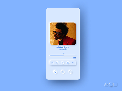 Music player screen UI design blue design figma gradient illustration interaction ios mobile neo neomorphism productdesign ui uidesign uiux ux uxdesign uxui xd