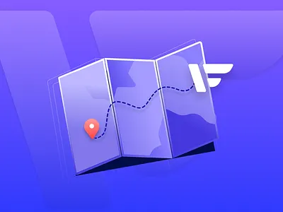 Map and Pin - Ready Five blog gradient illustration map pin trail ui vector