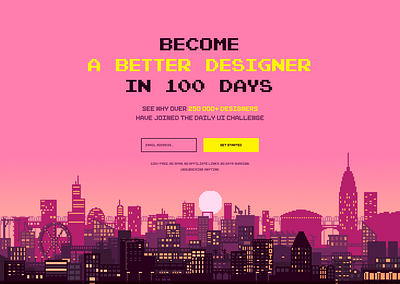 Daily UI challenge landing page concept 100 8bit dailyui design newtrends pixel pixelart pixelchallenge pixeltrend trends2022 ui uichallenge ux