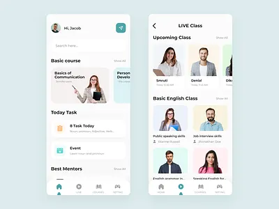 English Learning - App app ui app ui design class clean course e learning education app english learning learning app learning platform minimal mobile mobile ui online class school ui ui design ux