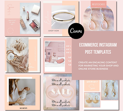 Ecommerce Instagram Post Templates canvatemplates ecommerceinstagram instagrampost instagramtemplate onlinestore shopinstagram socialmediatemplates