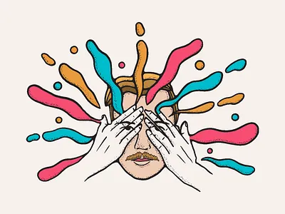 Self Portrait 4 change color eyes gradient hands illustration melting mustache portrait procreate psychedelic self texture transcendental