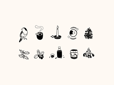 Christmas Stamp Illustrations branding brushpen christmas christmasholidays cottagecore flatillustration forage foraging icon illustration lineart linocut logo minimal minimaldesign minimalillustration monochrome procreate retrosupply stampillustrations