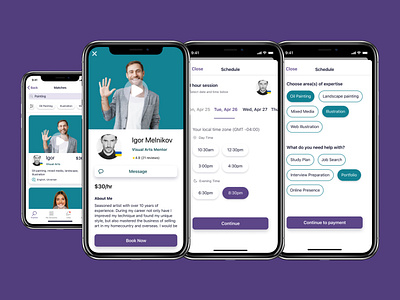 MENTOR ME - Booking Flow booking booking flow branding ios mobile app mobile design scheduling ui user flow ux