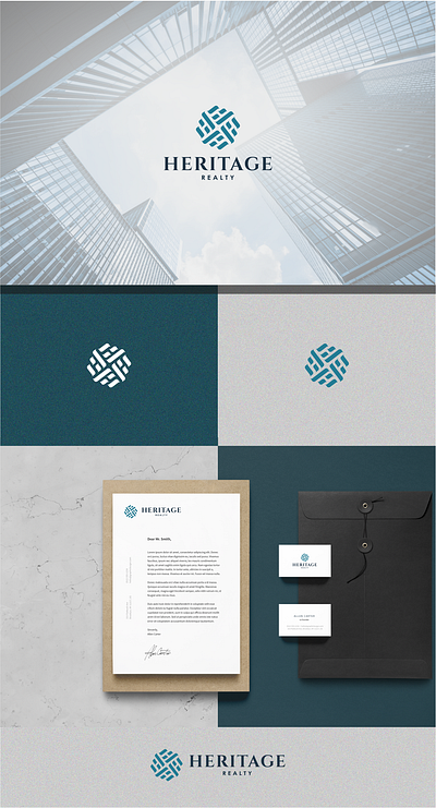 Heritage Realty aesthetic apartements blue branding building business clean design dynapix graphic design h logo heritage hh house logo minimal mortgage property real estate realty