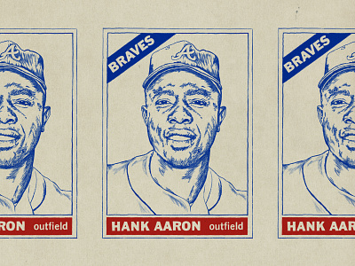 Hank Aaron 1966 Topps baseball baseball card drawing hank aaron illustration portrait sketch vintage