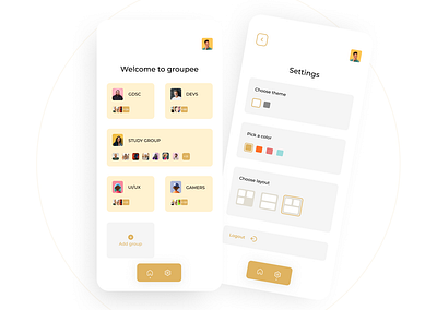 Groupee :: Community Collaboration App branding collaboration components minimal mobile social ui ux