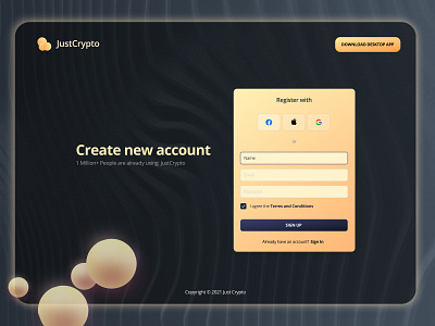 JustCrypto UI Screens chart crypto cryptocurrency dark app dark ui darkmode dashboard finance login loginscreen minimaldesign nft profile register signin ui uiux webapp webappdesign webdesign