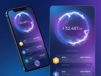 Crypto App - Home screen blue crypto dark graphic design purple ui ux