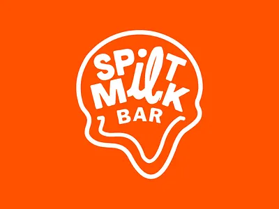 Spilt Milk Bar Logo brand identity branding bright custom type design fun gelato ice cream illustration logo orange playful typography
