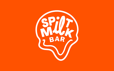 Spilt Milk Bar Logo brand identity branding bright custom type design fun gelato ice cream illustration logo orange playful typography