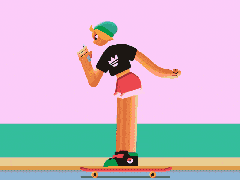 skater girl colors drawing gif girl illustration nature skate vector