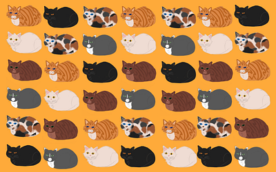 Cat Loaves bright color cats illustration pattern