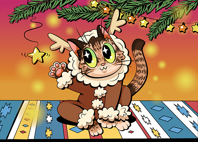 christmas cat cat charachters christmas design flat illustration new year vector