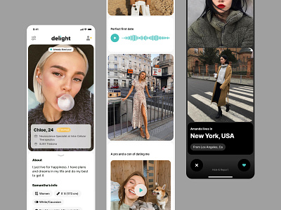 Discovery page. Dating & Relationship by Delight app dating datingapp delight design find finder interface ios love match matching meet messenger app minimal mobile mobile app partner person ui uidesign