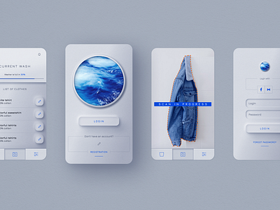 Neomorphic Washer app concept figma gray neomorphism photoshop realism skeuomorphism ui user interface washer washing