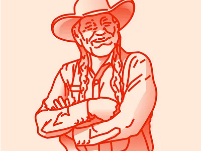Howdy, Willie color gradient graphic design illustration monoline person portrait red willienelson