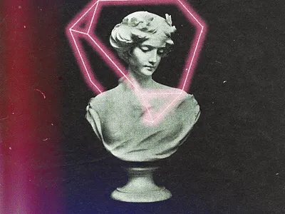 #collageretreat 177. 11/29/2021. bust collage collage art collage retreat collageretreat digital collage digital illustration illustration neon sbh scanner type statue surreal textured the shop typography weird