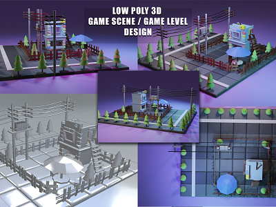 LOW POLY 3D CITY - GAME SCENE / GAME LEVEL DESIGN 3d 3d animation 3d low poly 3d model 3d model design 3d render animation background design blender 2.93 blender 3d environment design game design game level design game scene graphic design illustration low poly