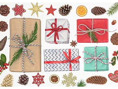 Christmas vector illustrations. christmas background christmas cookies christmas decoration christmas gift christmas illustration christmas tree festive mood graphic design merry christmas mistletoe new year illustration orange pine cone winter illustration