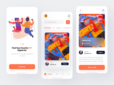 Diofranc - NFT Marketplace Mobile App app clean design graphic design mobile design mobile ui nft nft marketplace ui ui design uiux user interface ux