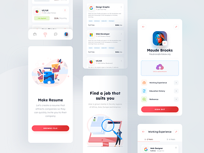 Damel - Job Finder mobile app (2) clean designer finder freelance indonesia indonesiandesigner jobfinder jobs list mobile app sketch ui ui kit work working