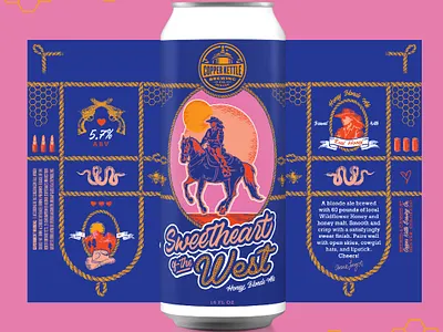 Sweetheart of the West beer beer label beer label design beverage beverage design branding brewery colorado craft beer denver design design agency graphic design graphic designer illustration label design package design