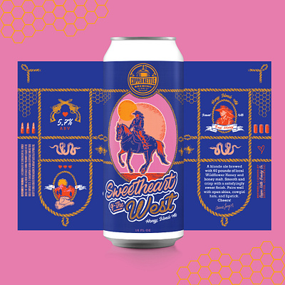 Sweetheart of the West beer beer label beer label design beverage beverage design branding brewery colorado craft beer denver design design agency graphic design graphic designer illustration label design package design