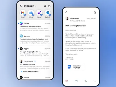 Email App Design Concept app concept design email email app email redesign redesign ui uiux user interface ux