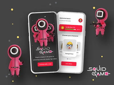 Squid Game App app doll game games korea kpop mobile movie play player squid ui ux
