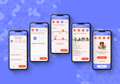 Profile Set up flow for a dating app "Mingler" app dailyui figma mobile mobile design ui uiux user experience user interface webdesign
