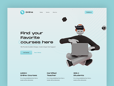 Online Learning Website clean course courses design e learning education education website landing page learning online class online learning online school school teaching ui ui design uiux ux web design website