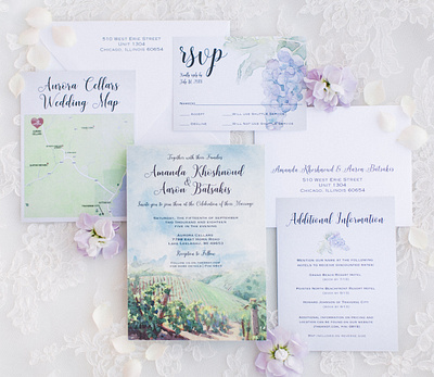 A&A Wedding design illustration typography