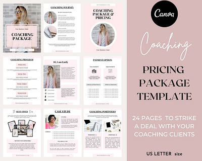 Coaching Package Pricing Template Canva businessproposal canvatemplates clientonboarding clientwelcome coachingpackage coachtemplate ebooktemplate leadmagnettemplate pricingguidetemplate servicesandpricingtemplate servicesguide welcometemplate