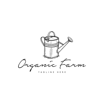 Organic farm vintage logo clasic draw farm handdraw logo nature vintage